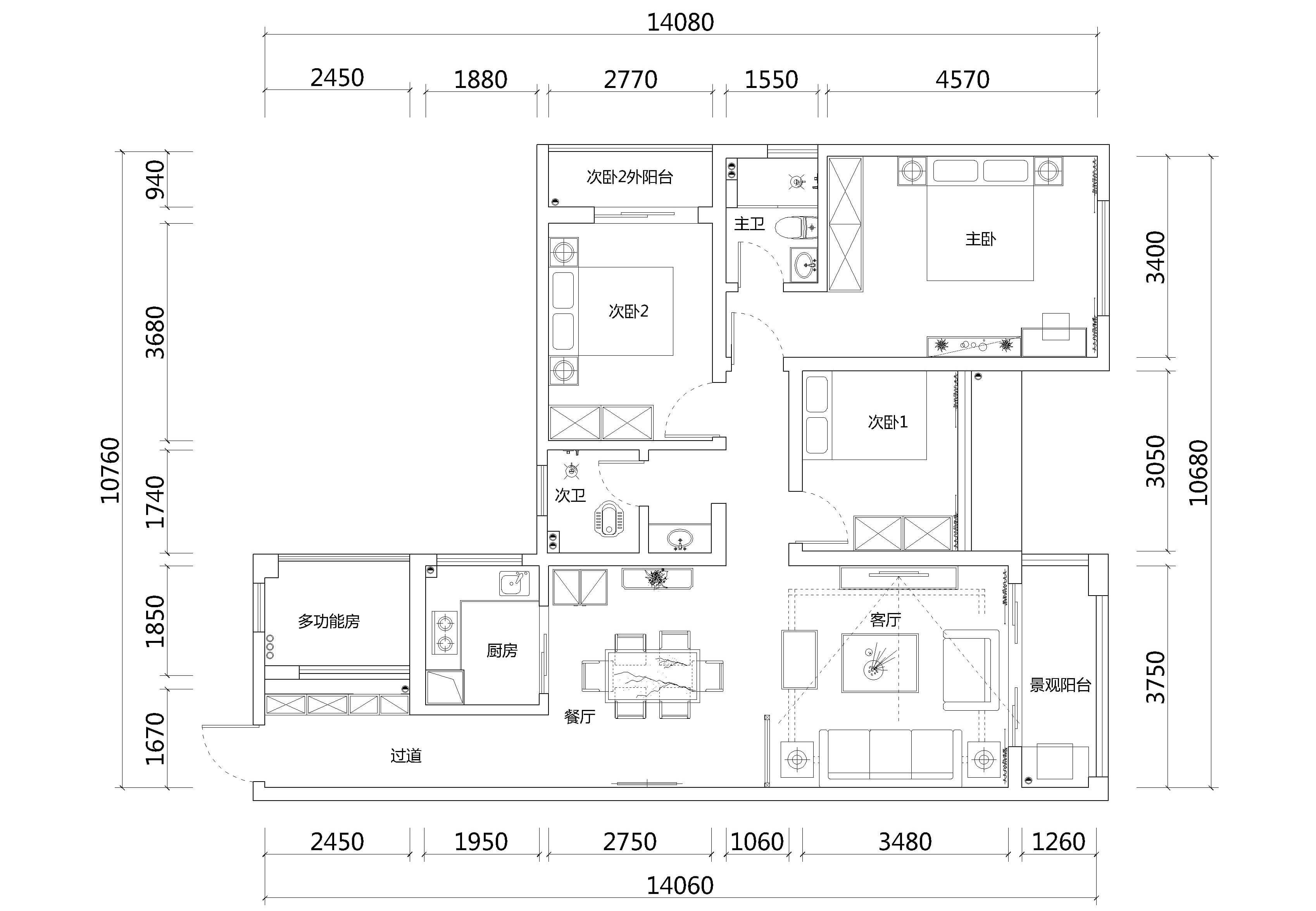 香林郡三居室新中式裝修