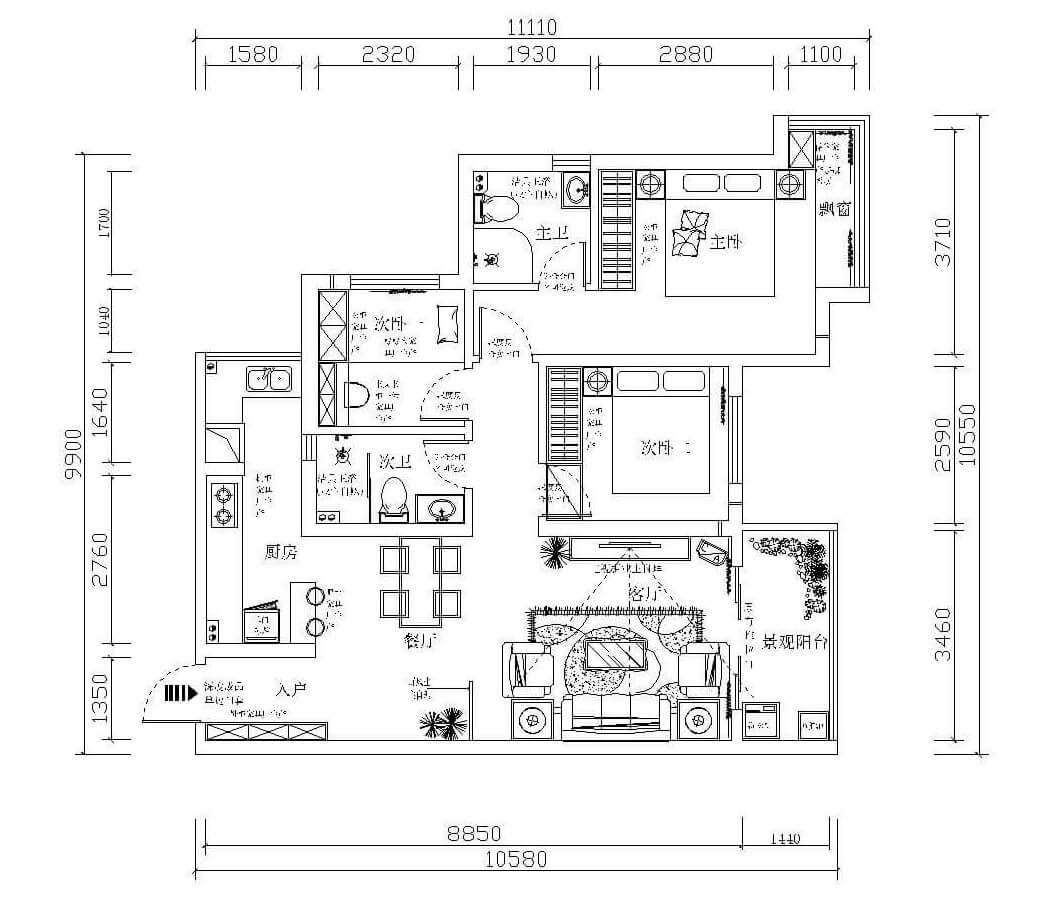 89平方北歐風格裝修設計